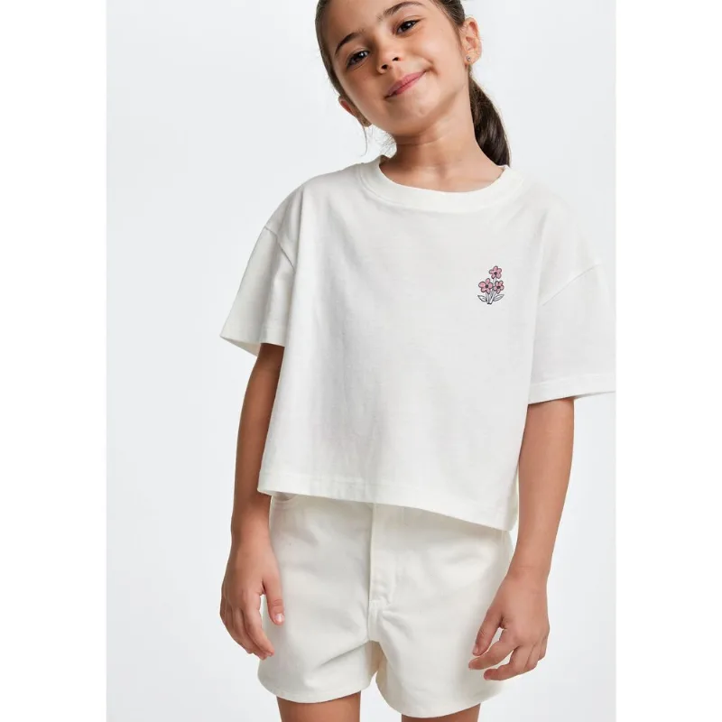 Blusa Infantil Menina Box Com Estampa Frente E Costas - Off white 002