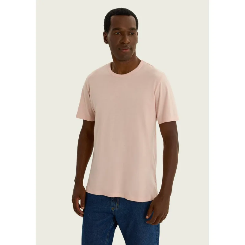 Camiseta Básica Masculina Manga Curta Slim - Rosa G