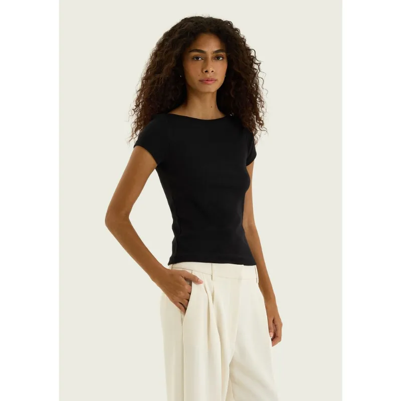 Blusa Feminina Slim Em Ribana - Preto P