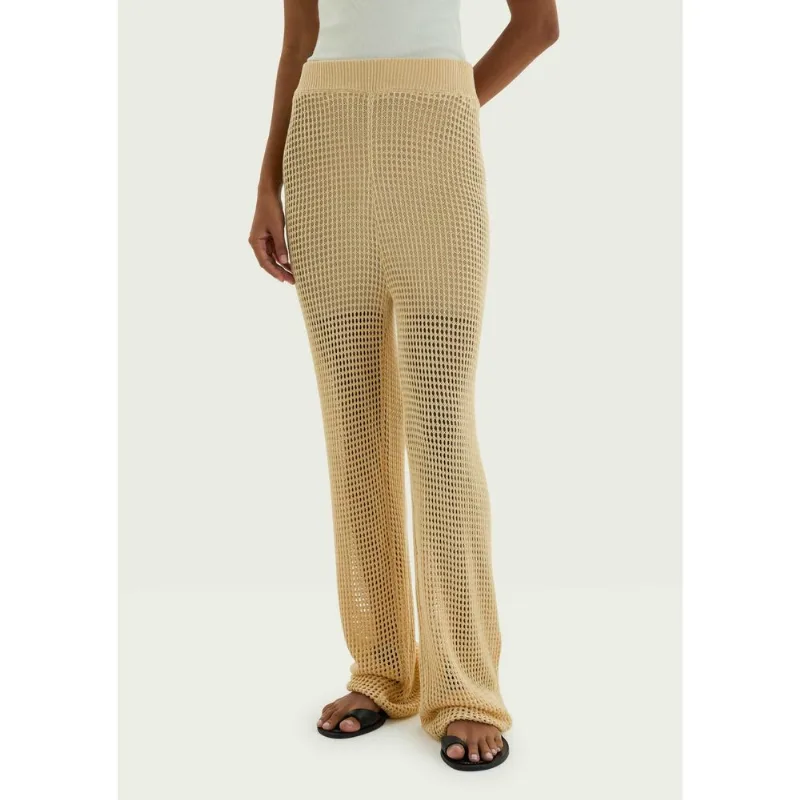 Calça Feminina Reta Em Tricô Texturizado - Bege P