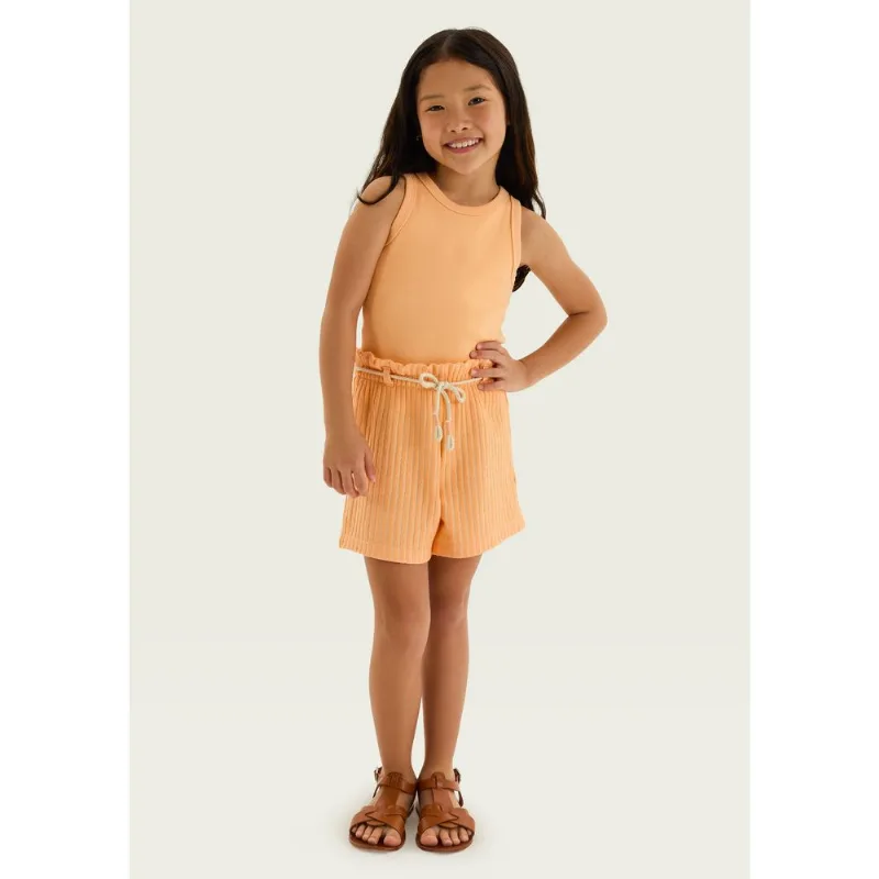 Conjunto Infantil Menina Em Fio Tinto - Laranja 016