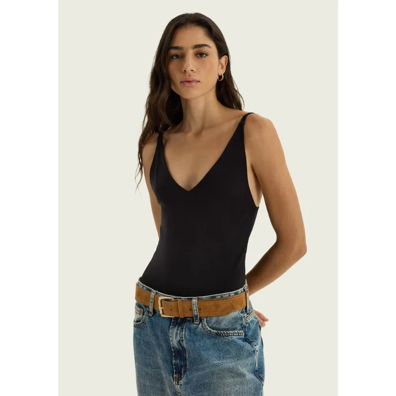 Body Decote V Em Malha Premium - Preto G