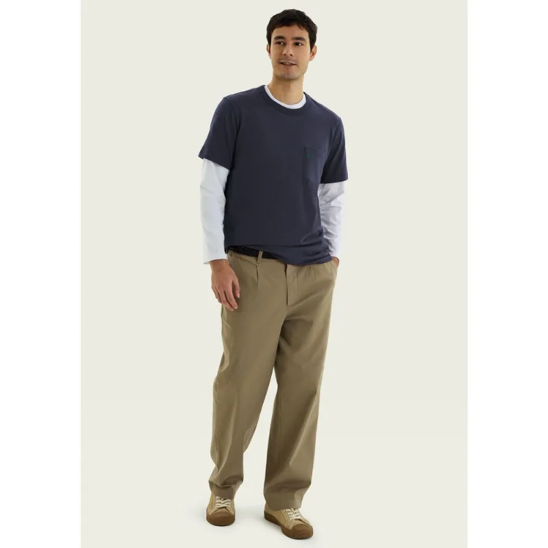 Camiseta Masculina Manga Curta Com Bolso - Azul XXG