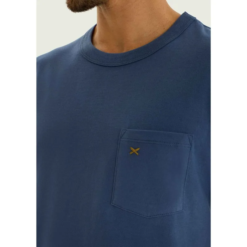 Camiseta Masculina Manga Curta Com Bolso - Azul XXG