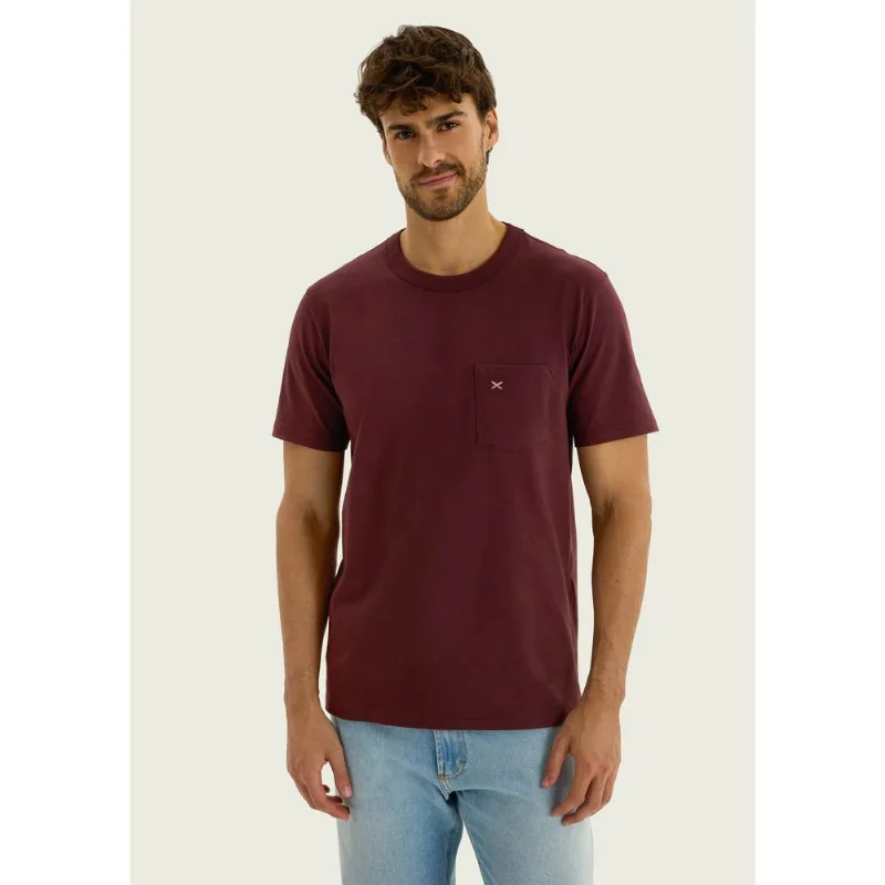 Camiseta Masculina Manga Curta Com Bolso - Vinho XG