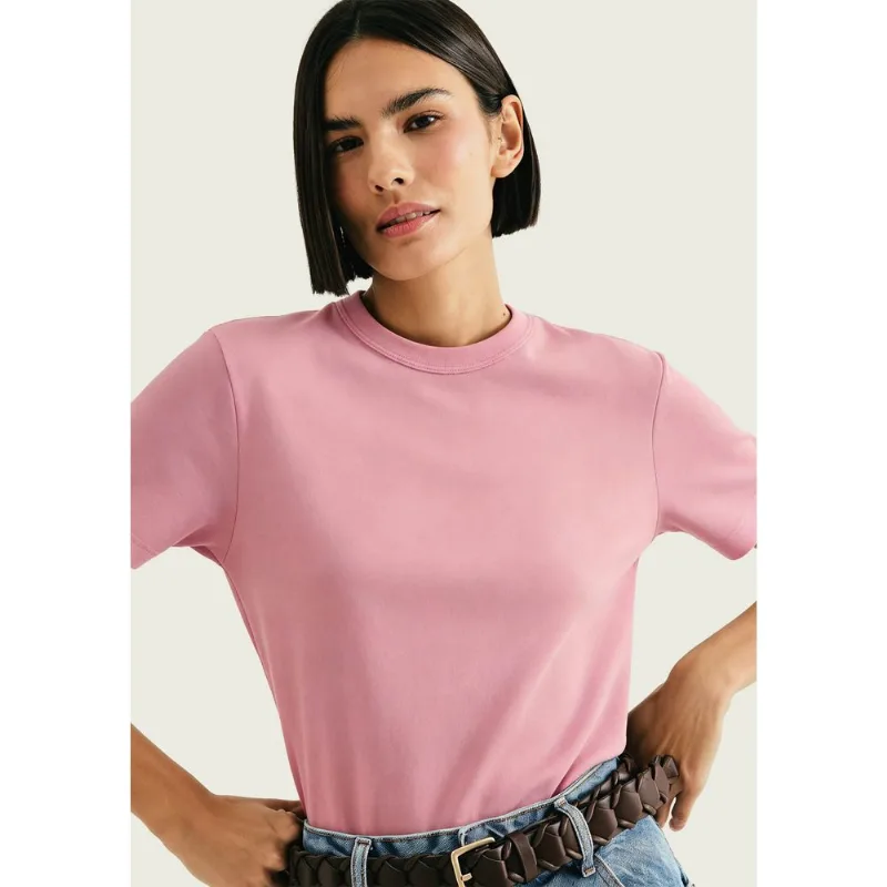 Camiseta Feminina Slim Em Algodão - Rosa P