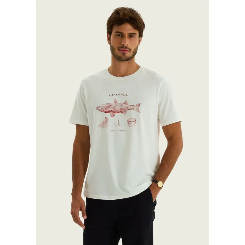 Camiseta Masculina Com Estampa Em Malha Premium - Off white M