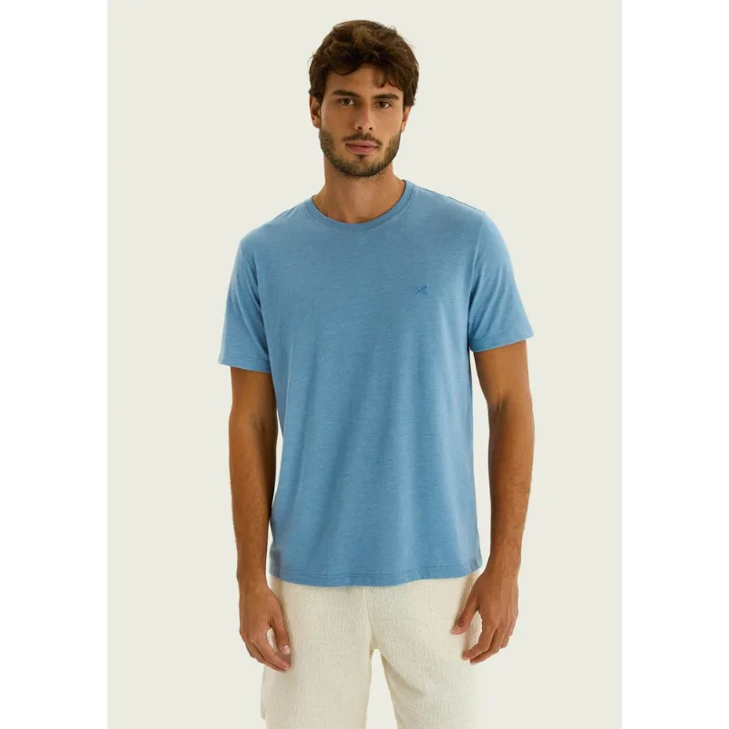 Camiseta Básica Masculina World Com Bordado - Azul M