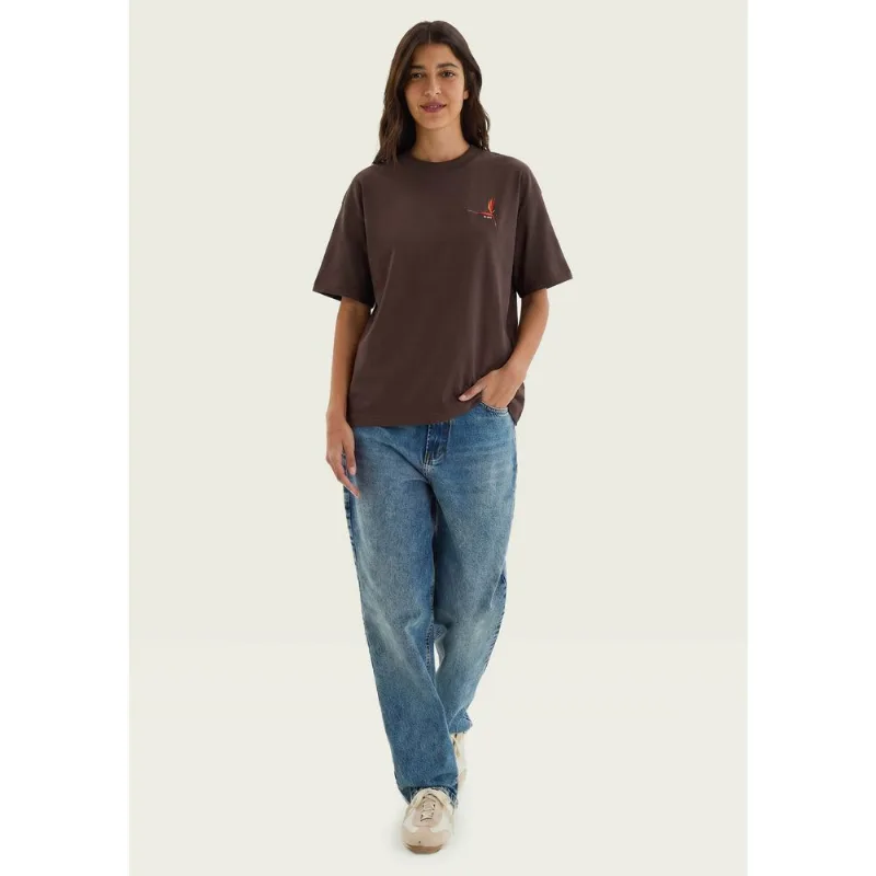 Blusa Feminina Manga Curta Estampada - Marrom P