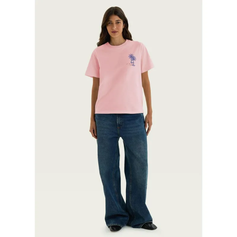 Blusa Feminina Manga Curta Estampada - Rosa M