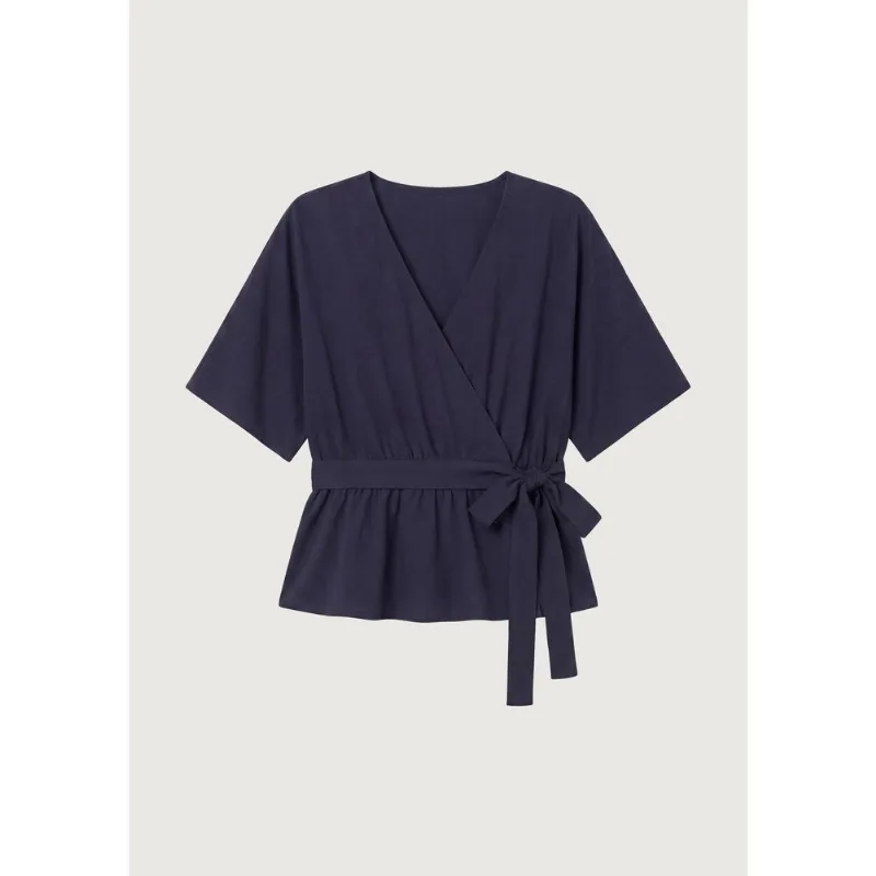 Blusa Feminina Transpassada Decote V - Azul XP