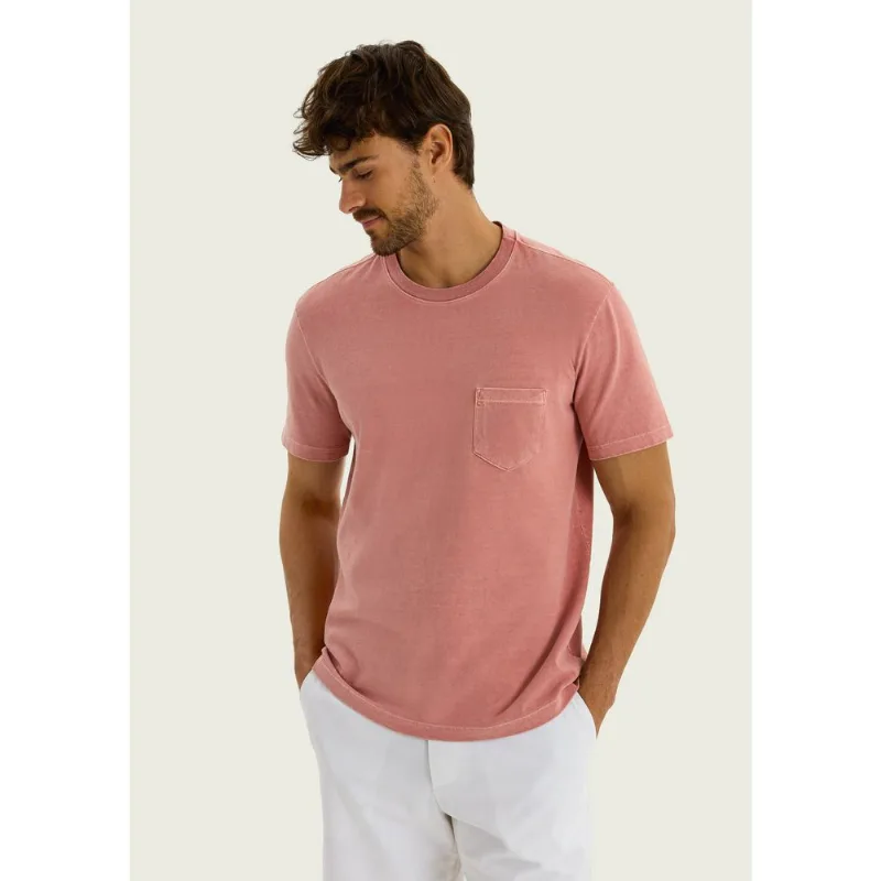 Camiseta Masculina Estonada Em Malha Binada - Rosa M