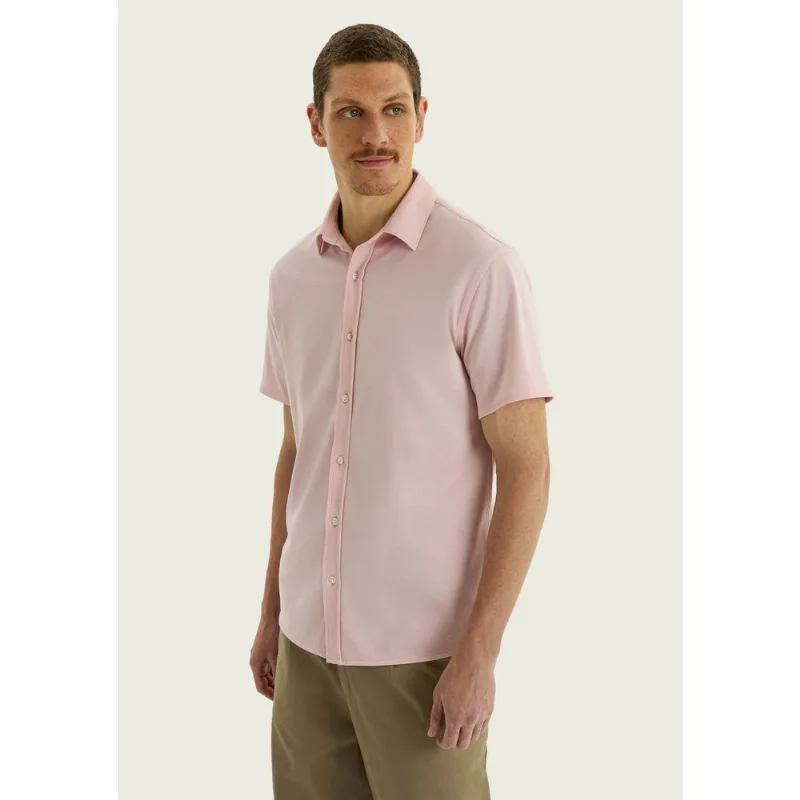 Camisa Masculina Manga Curta Em Piquet - Rosa XG