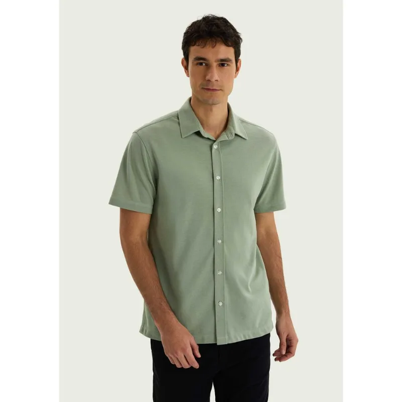Camisa Masculina Manga Curta Em Piquet - Verde M