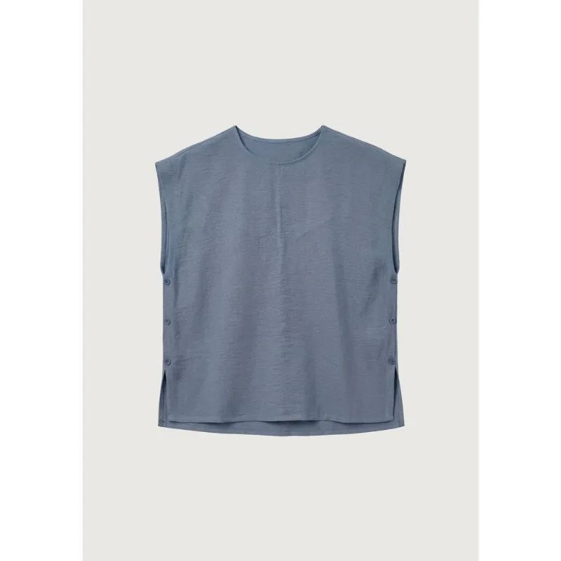 Blusa Feminina Texturizada Com Botões Laterais - Azul XP