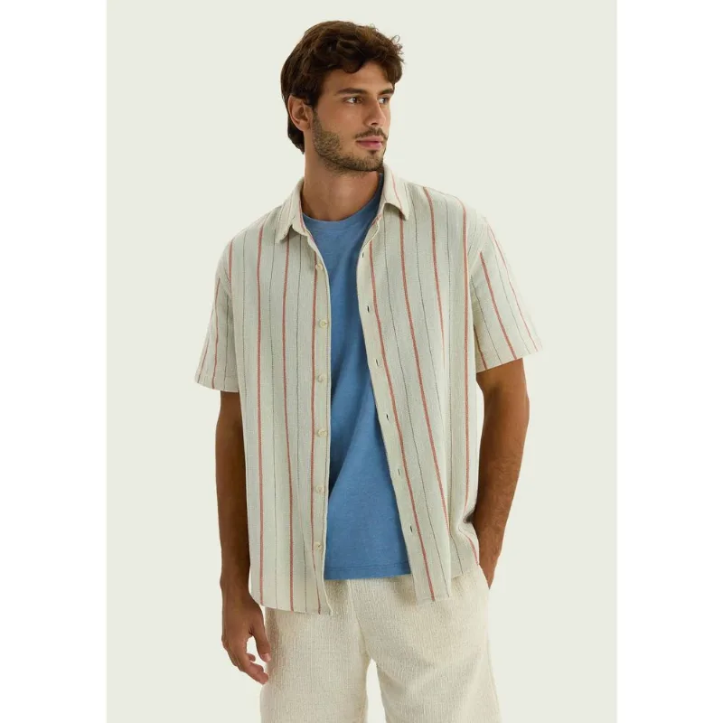 Camisa Masculina Fio Tinto Texturizada - Off white XXG