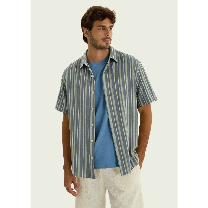 Camisa Masculina Fio Tinto Texturizada - Azul M