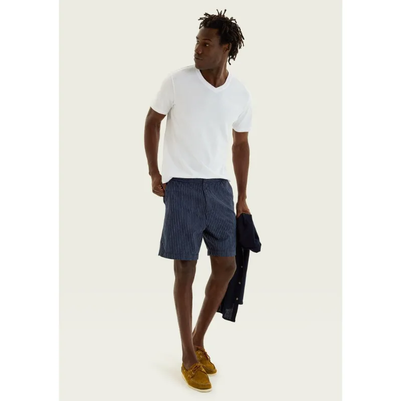 Bermuda Masculina Reta Em Jacquard Listrado - Azul 044