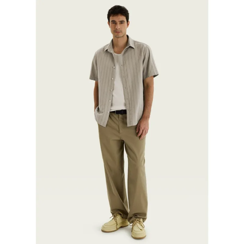 Camisa Masculina Manga Curta Texturizada - Bege XXG