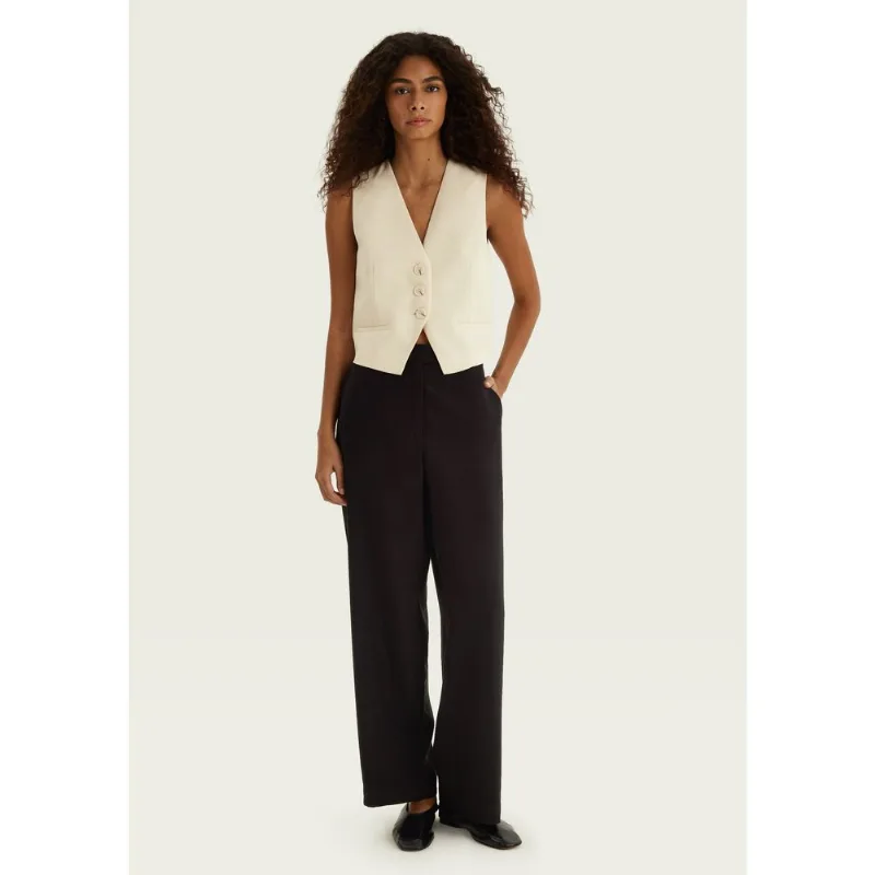 Calça Feminina Alfaiataria Em Peach Touch - Preto 044