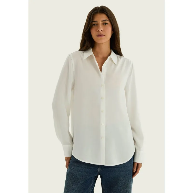 Camisa Feminina Manga Longa Em Liocel - Off white XG