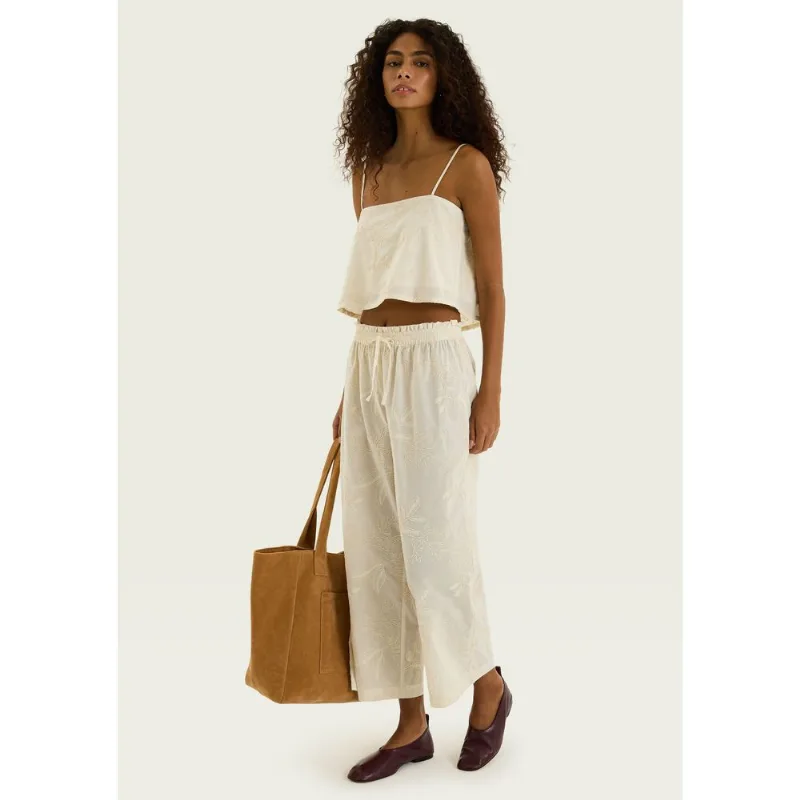 Calça Feminina Estampada Com Amarração - Off white 042