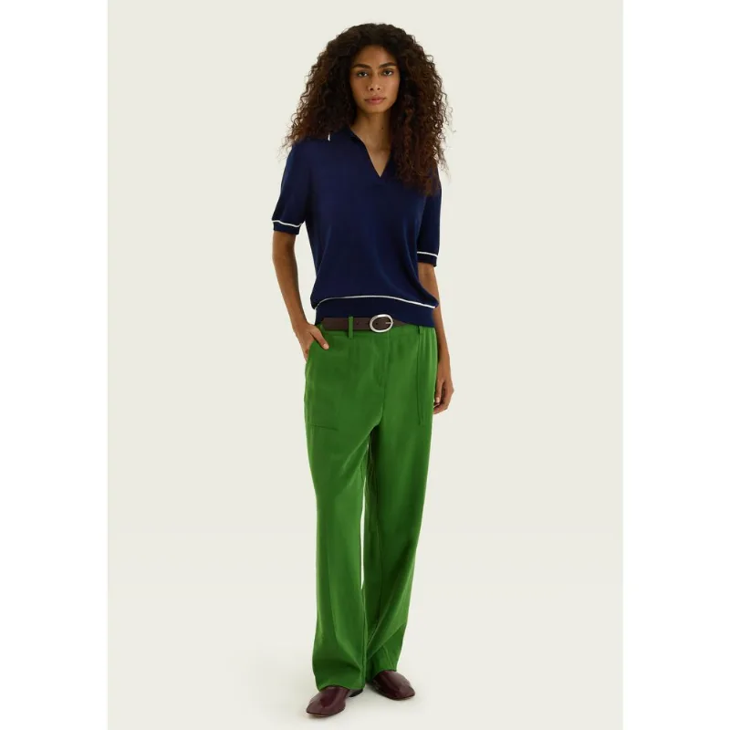 Calça Feminina Reta Em Peach Touch - Verde 046