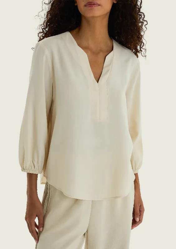 Blusa Feminina Manga 7/8 Em Viscose - Off white P