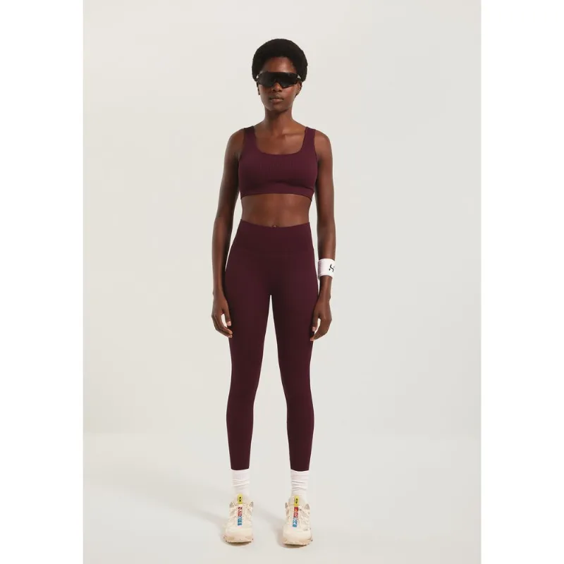 Calça Legging Feminina Canelada Sem Costura - Vinho XG