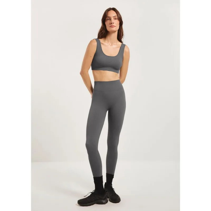 Calça Legging Feminina Canelada Sem Costura - Cinza G