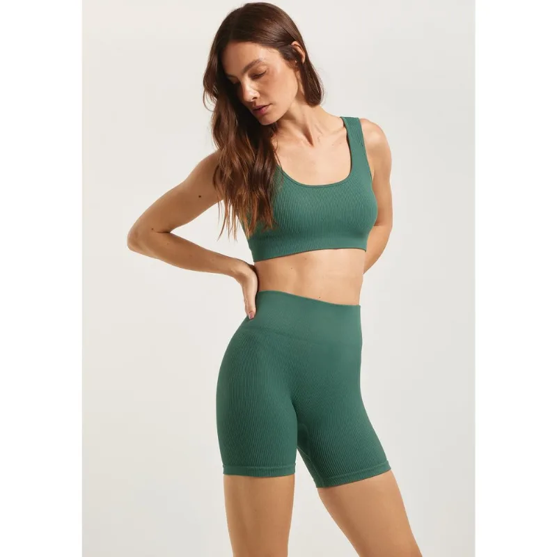 Bermuda Esportiva Feminina Biker Sem Costura - Verde XG