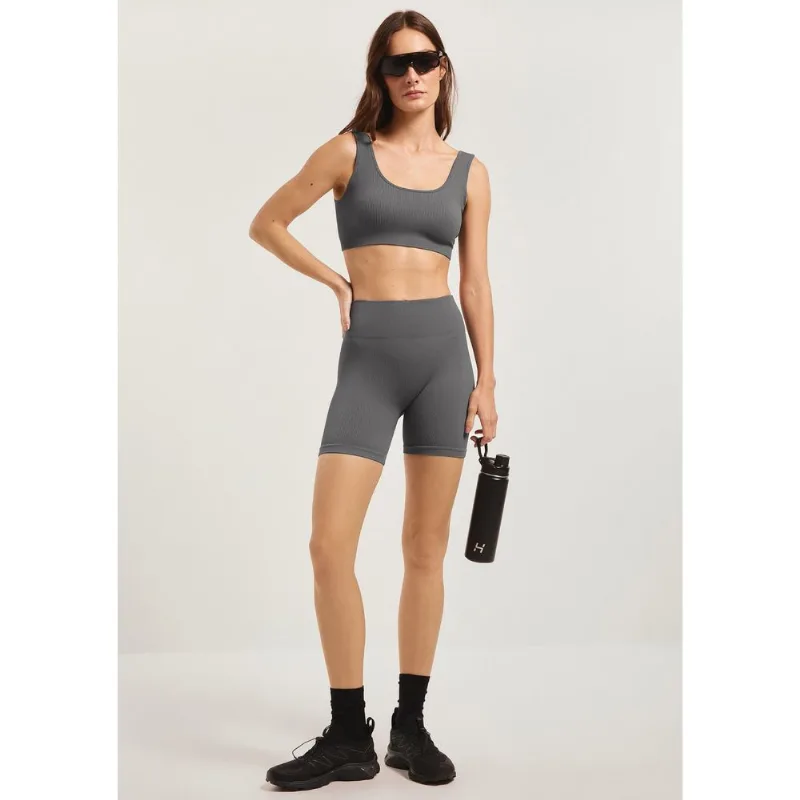 Bermuda Esportiva Feminina Biker Sem Costura - Cinza XG