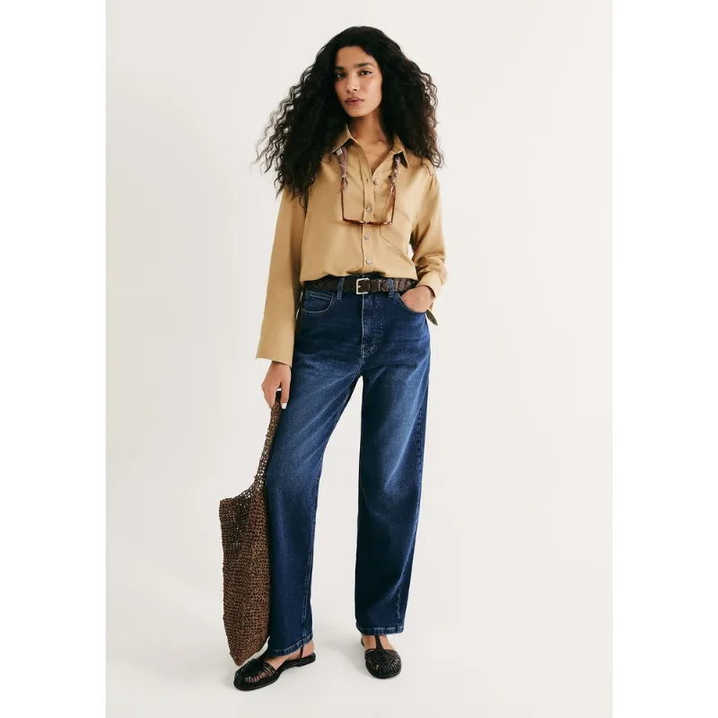 Calça Jeans Feminina Reta Cintura Alta - Azul 044