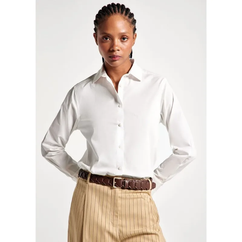 Camisa Feminina Manga Longa Em Tricoline - Branco P