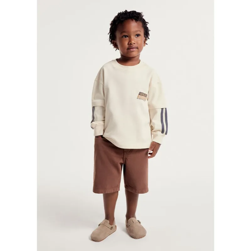 Camisa Infantil Menino Overzized Em Malha Binada - Creme 006