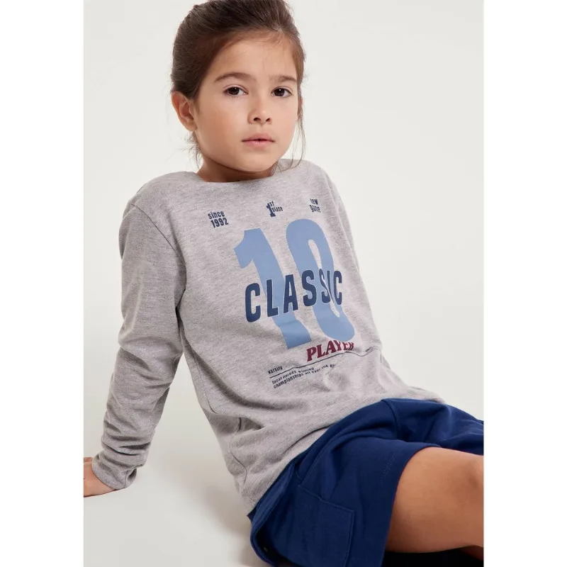 Camiseta Infantil Menino Manga Longa Com Estampa Hering Kids - Cinza 008