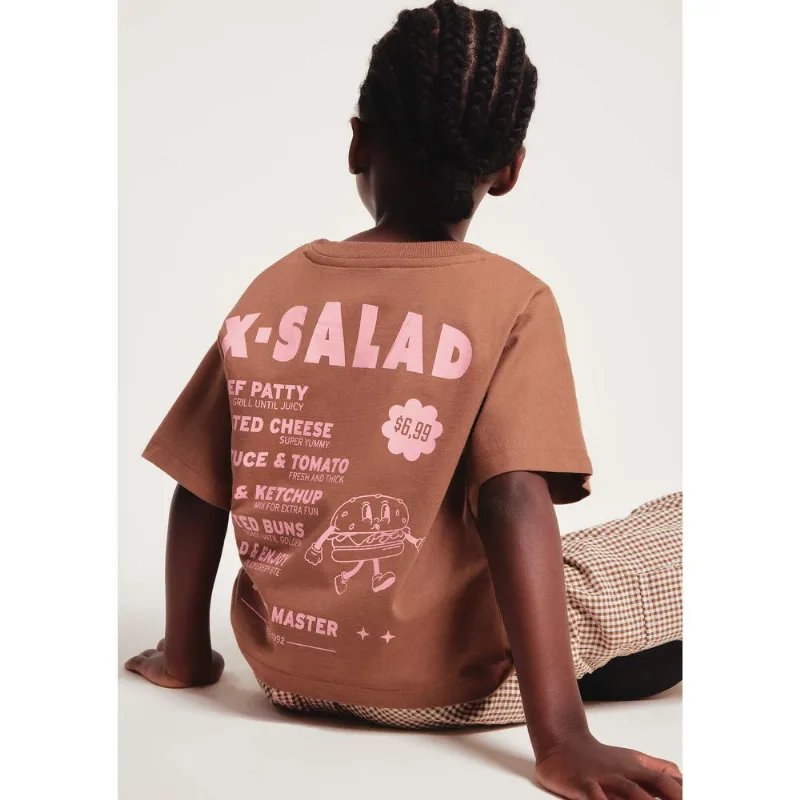 Blusa Infantil Menina Super Cotton Oversized - Marrom 004