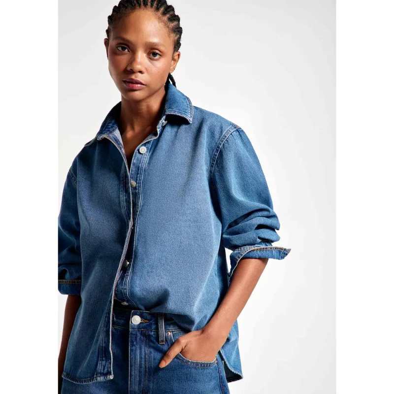 Camisa Jeans Feminina Manga Longa - Azul G