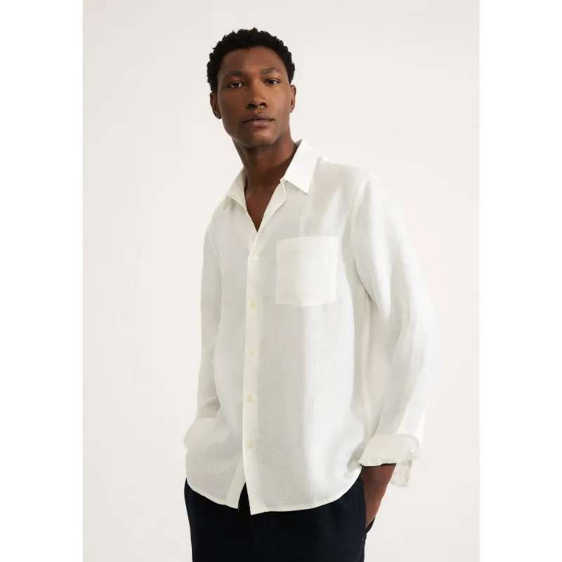 Camisa Masculina Manga Longa Em Linho - Off white XG