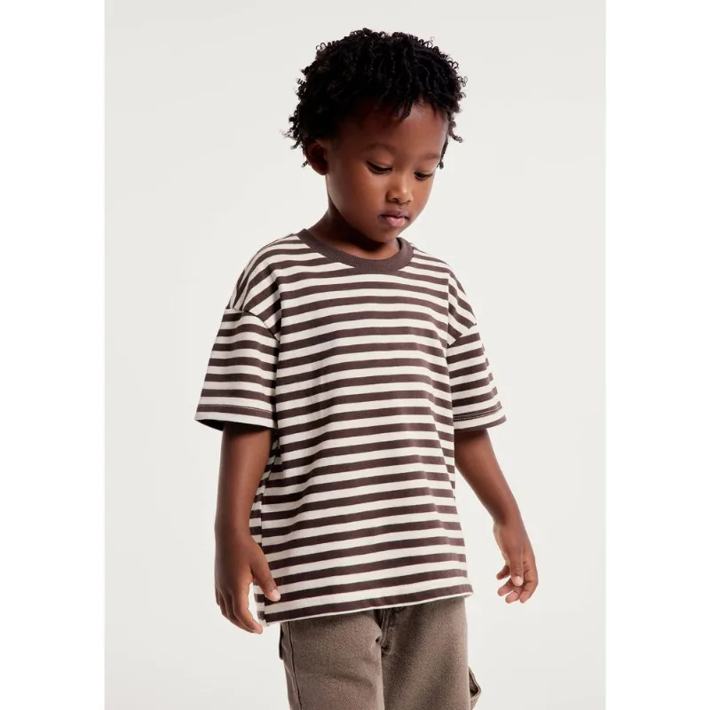 Camiseta Infantil Menino Fio Tinto Oversized - Marrom 008