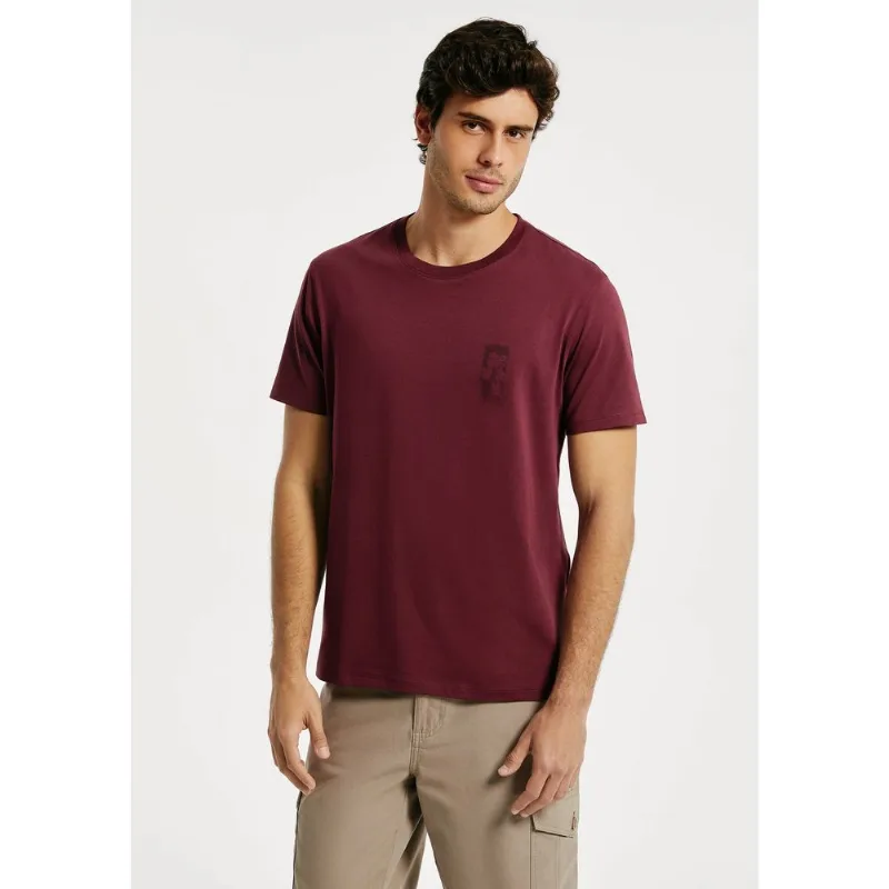 Camiseta Masculina Algodão Peruano Estampada - Vinho XXG