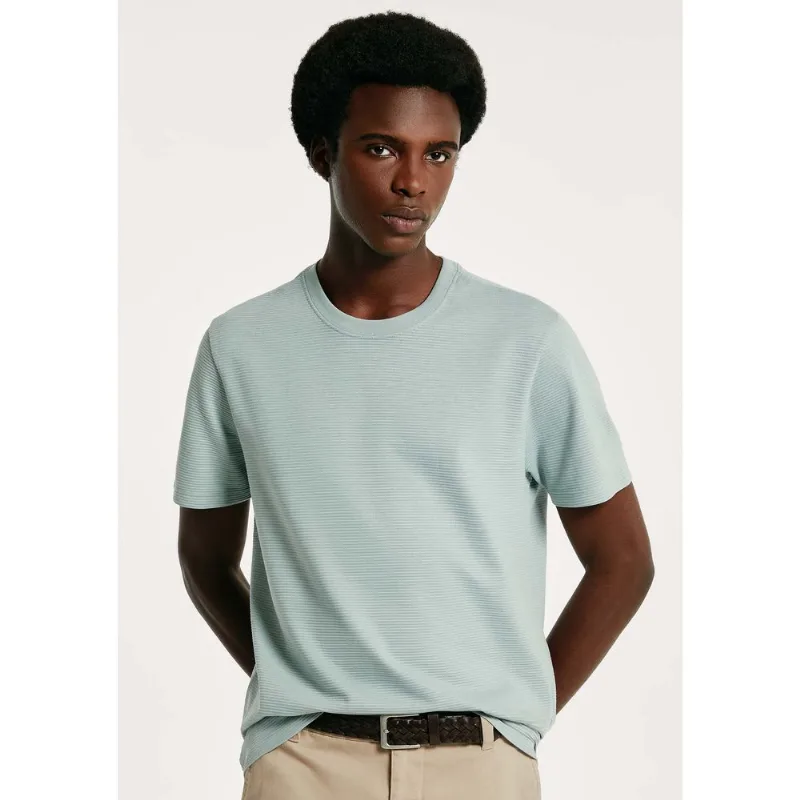 Camiseta Masculina Algodão Peruano Textura Ottoman - Azul G