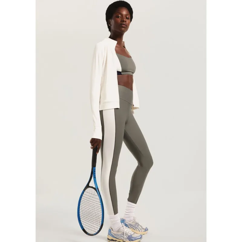 Calça Legging Esportiva Feminina Tricolor Com Proteção UV 50+ - Verde P
