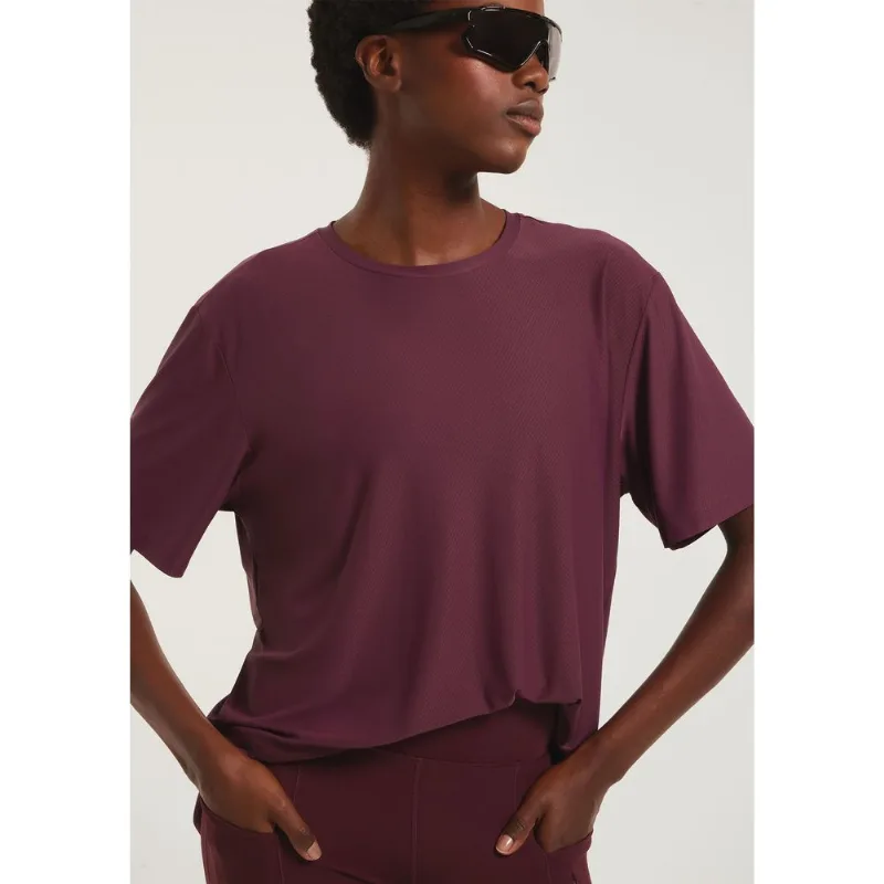 Camiseta Esportiva Feminina Oversized - Vinho M