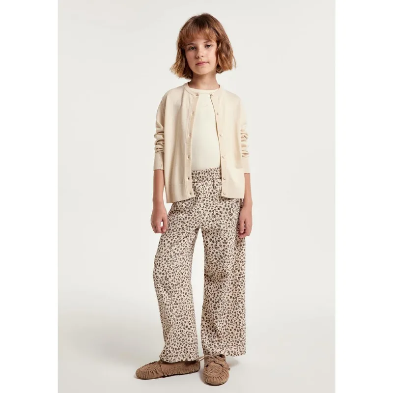 Calça Infantil Menina Wide Leg Texturizada - Off white 010