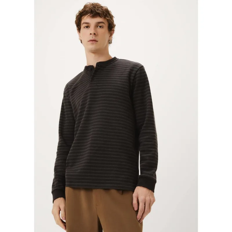 Camiseta Masculina Manga Longa Listrada Em Malha Premium - Preto XG