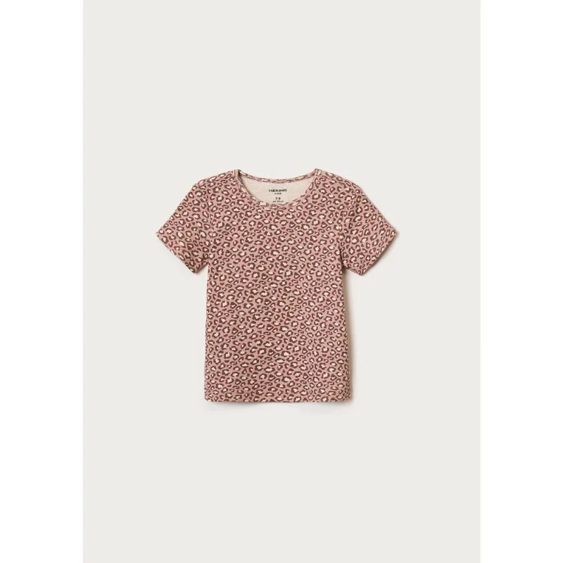 Blusa Infantil Menina Manga Curta Em Ribana Estampada - Rosa 016