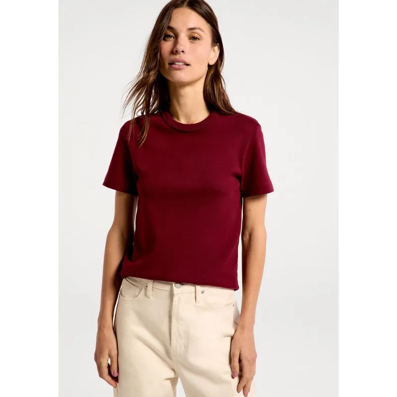 Camiseta Feminina Slim Em Algodão - Vinho M