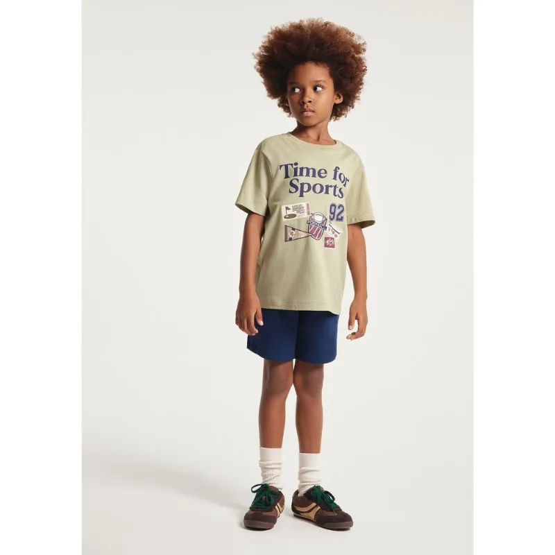 Conjunto Infantil Menino Curto Com Estampa - Verde 008