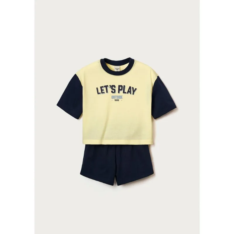 Conjunto Curto Em Moletom Infantil Menina Com Estampa - Azul 014